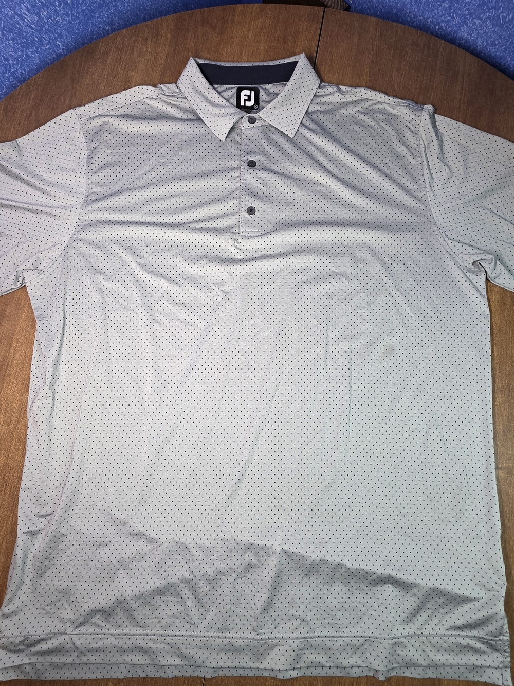 FootJoy Light Gray Polo with Navy Micro Dot Pattern